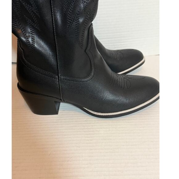 Women's Tall Black Western Lightning Bolt Design Concert Festival Boots Size 40 - Picture 9 of 10